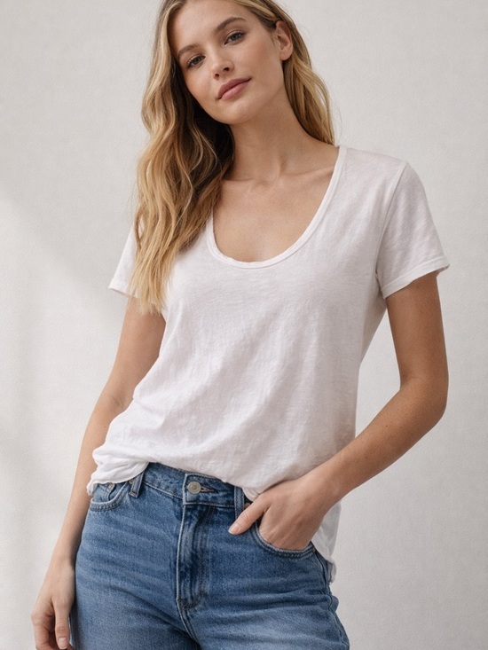 Frank & Eileen Tops - Frank & Eileen Tee Lab White Cotton Scoop Neck Tee XS USA Made